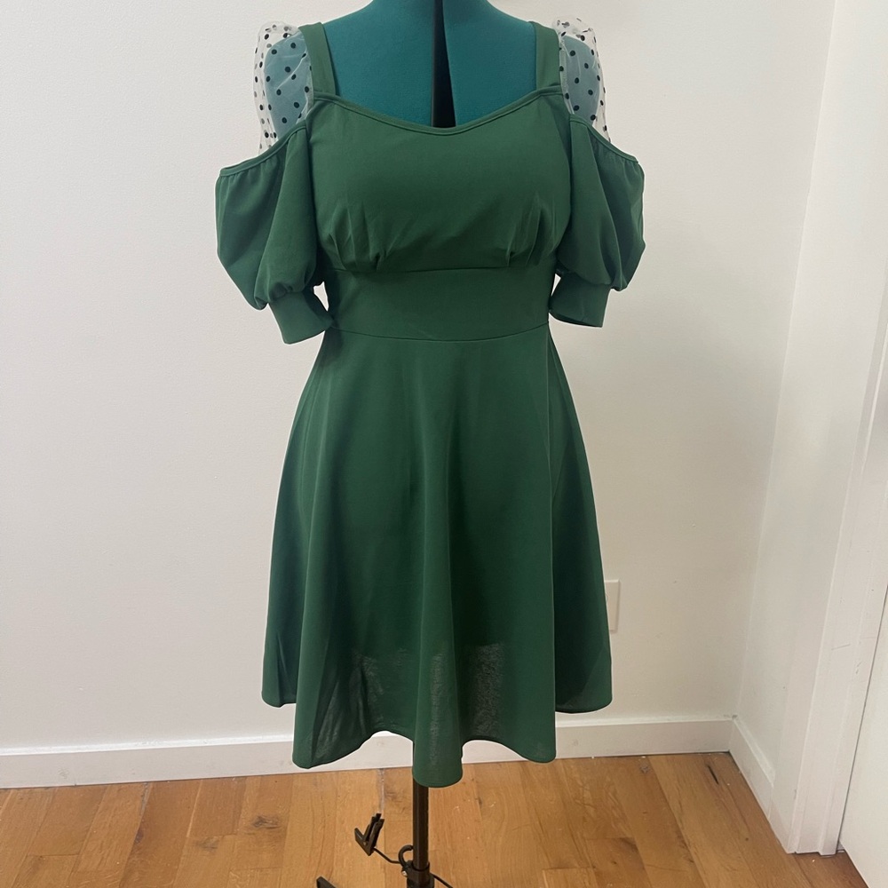 Modcloth Green Sequin Embellished Fit and Flare Dress